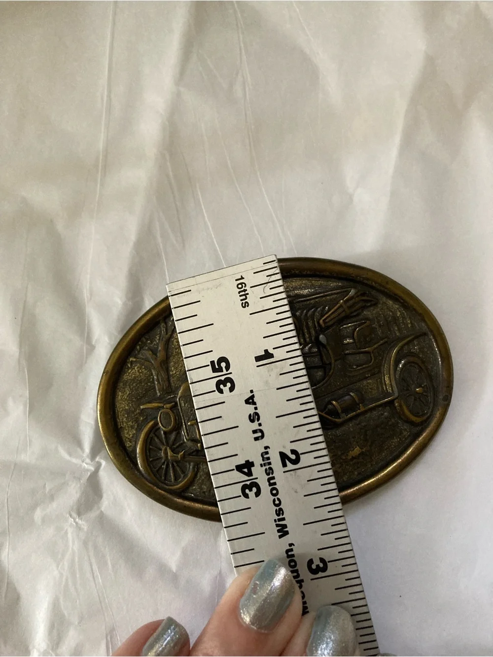 Avon Bronze-Tone Vintage Car Oval Belt Buckle